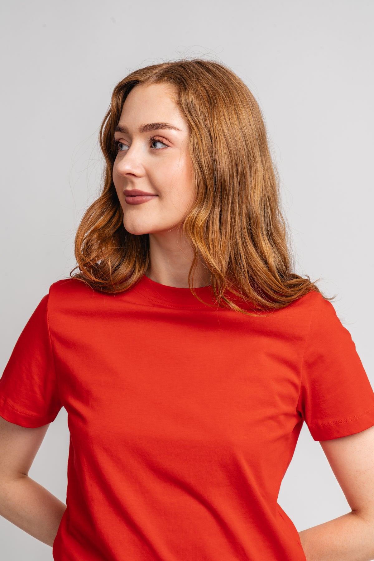 Myessential Ss O-Neck Tee - Flame Scarlet