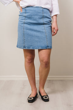 Krista HW Light Blue Denim Skirt - Light Blue Denim