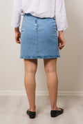 Krista HW Light Blue Denim Skirt - Light Blue Denim