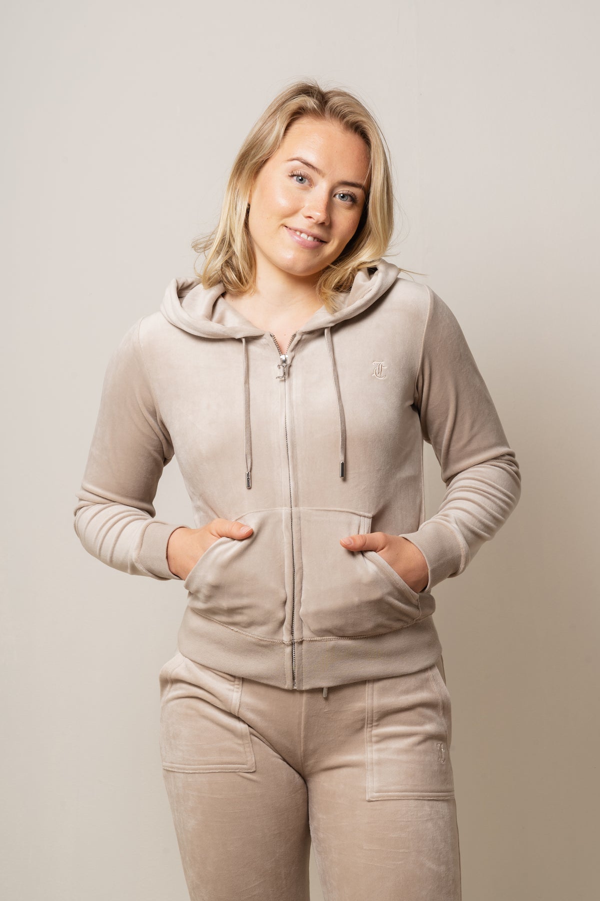 Juicy Couture Robertson Classic Velour Zip Hoodie - String