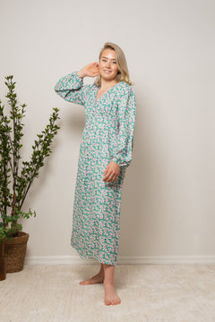 Florentina Long Dress - Green Flower