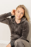 Robertson Classic Velour Zip Hoodie - Raven Black