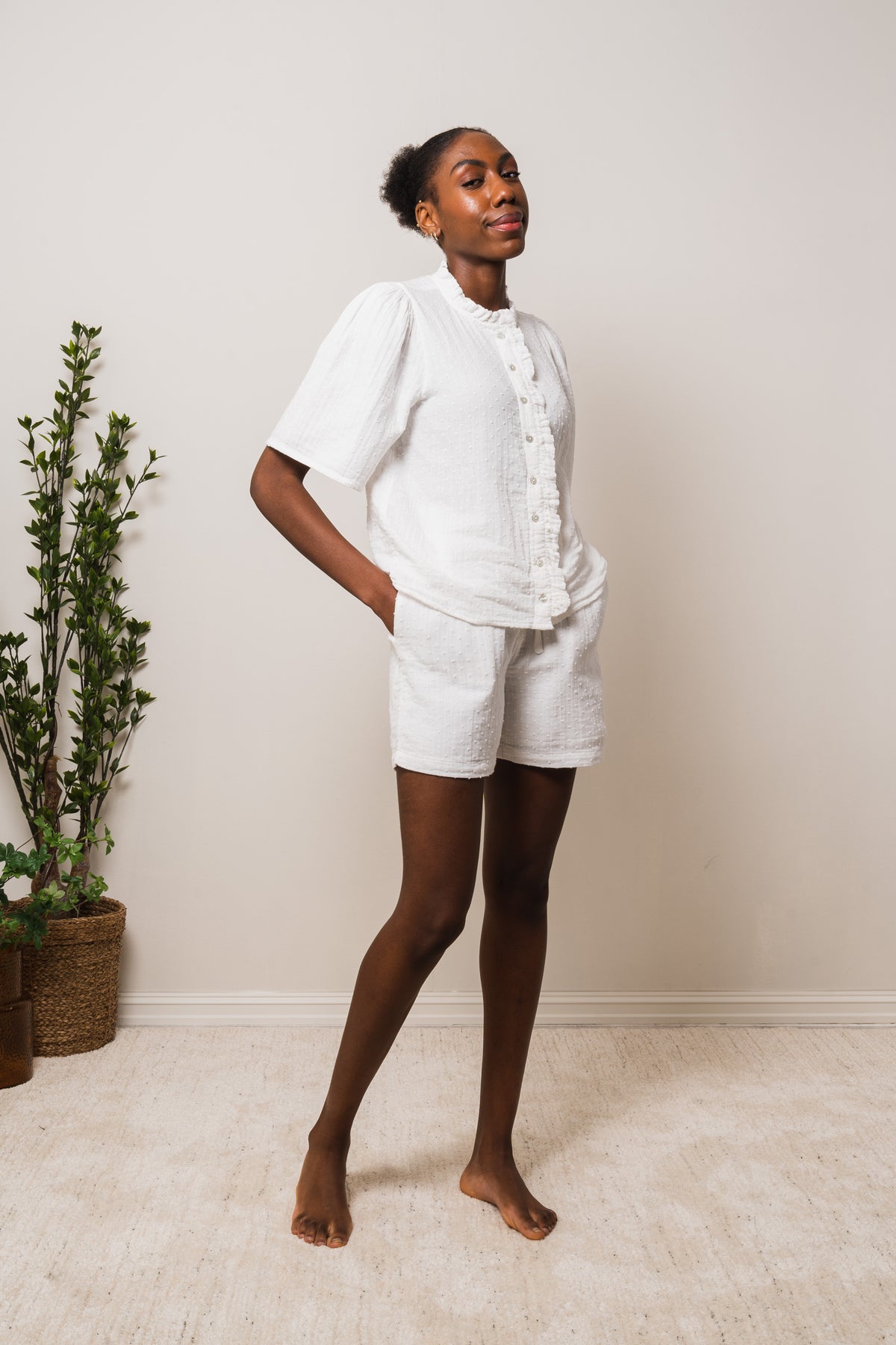 Elisa SS Cropped Shirt EX - Snow White