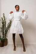 Silja LS Embroidery Short Dress Solid - Snow White