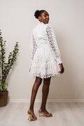 Silja LS Embroidery Short Dress Solid - Snow White