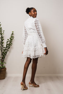 Silja LS Embroidery Short Dress Solid - Snow White
