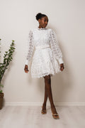 Silja LS Embroidery Short Dress Solid - Snow White