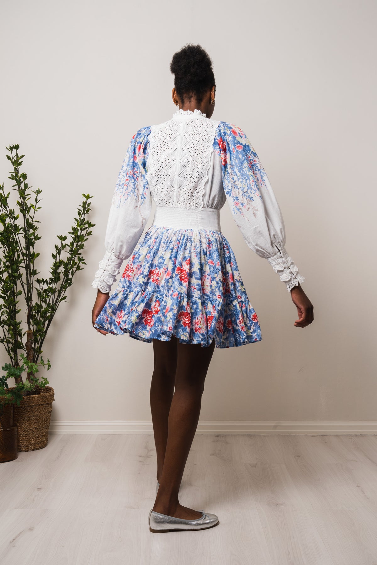 Cotton Slub Mini Dress - Blue Field