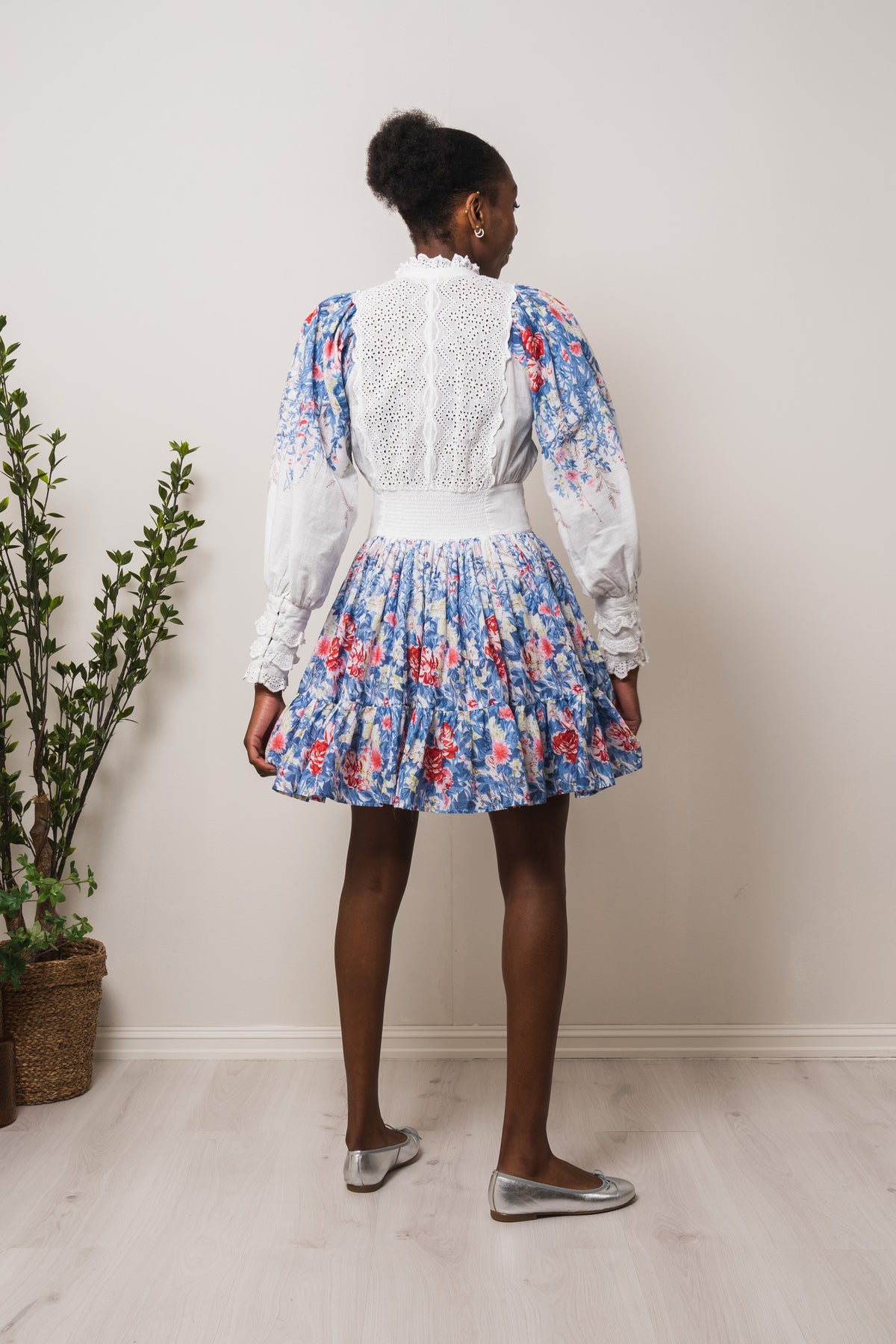 Cotton Slub Mini Dress - Blue Field
