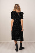 Mia Velvet Burnout Dress - Black