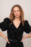 Mia Velvet Burnout Dress - Black