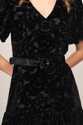 Mia Velvet Burnout Dress - Black