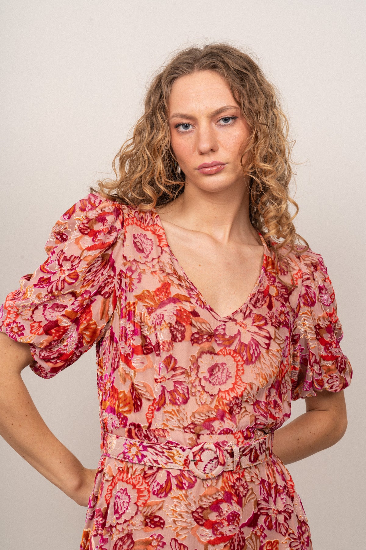Mia Velvet Burnout Dress - Pink