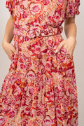 Mia Velvet Burnout Dress - Pink