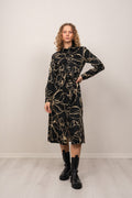 Slim Line Drawing Shirt Dress - Ebony Black