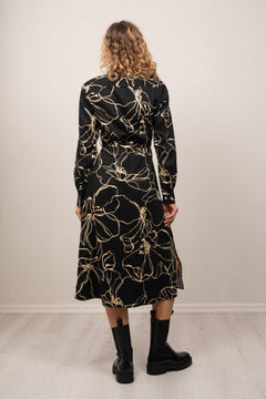 Slim Line Drawing Shirt Dress - Ebony Black