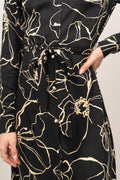 Slim Line Drawing Shirt Dress - Ebony Black