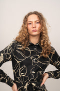 Slim Line Drawing Shirt Dress - Ebony Black