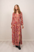 Lina Velvet Burnout Long Dress - Pink