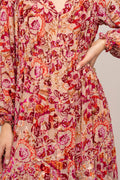 Lina Velvet Burnout Long Dress - Pink