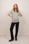 Ace Badge T-Shirt - Off-White/Black Stripes