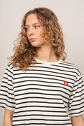 Ace Badge T-Shirt - Off-White/Black Stripes