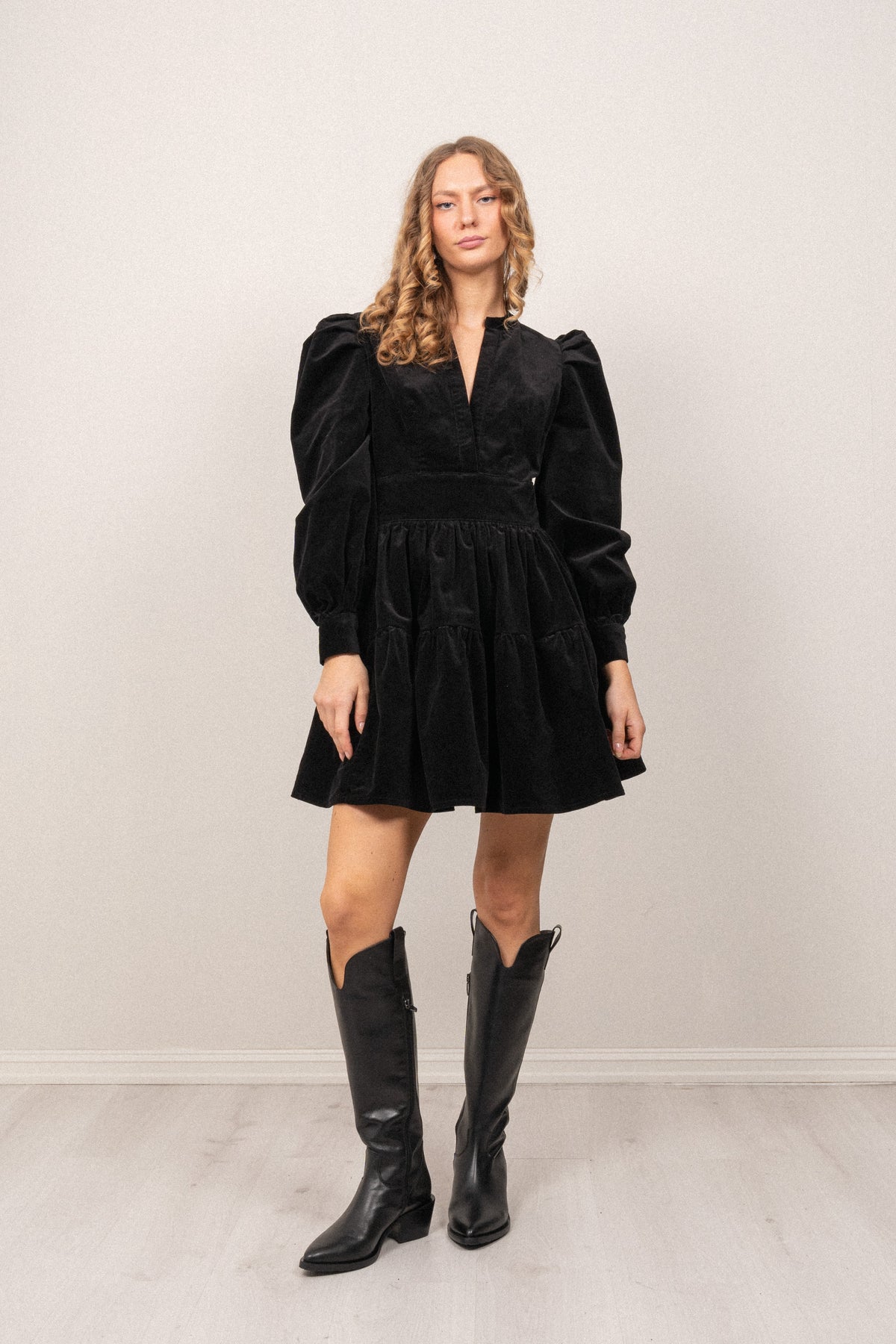 Isabella Corduroy Dress - Black