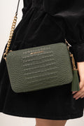 Jet Set Medium Nubuk Logo Crossbody Bag - Amazon Green