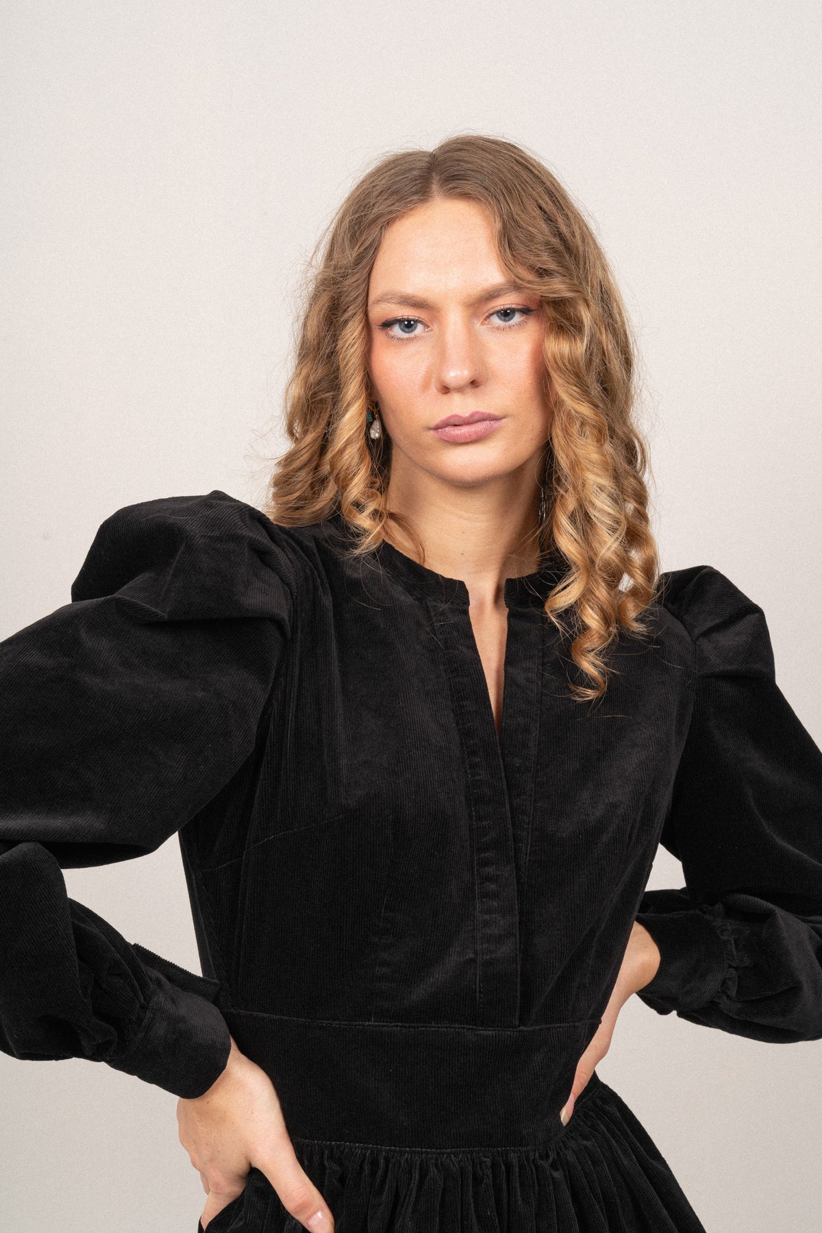Isabella Corduroy Dress - Black