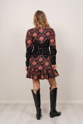 Baby Cord Mini Dress* - Black Paisley