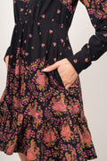 Baby Cord Mini Dress* - Black Paisley