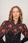Baby Cord Mini Dress* - Black Paisley