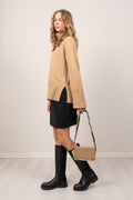 Jet Set Small Pebbled Leather Double Zip Camera Bag - Camel Multi