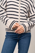 Sia Ras Stripe LS Knit Cardigan EX - Birch/Dark Sapphire