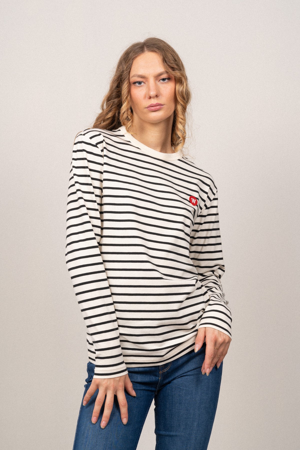 Mel Longsleeve - Off-White/Black Stripes