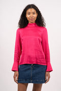Ivy LS Satin Top B - Fuchsia Purple