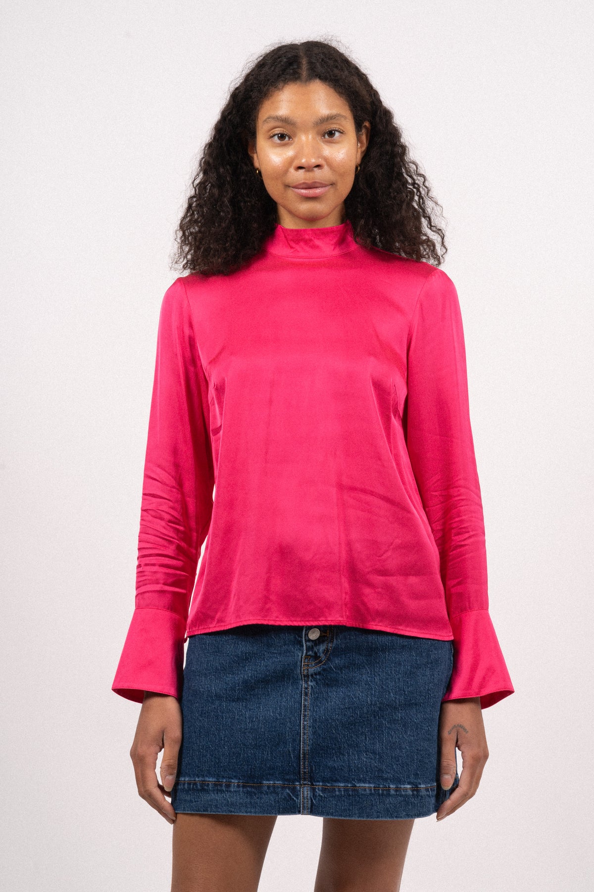 Ivy LS Satin Top B - Fuchsia Purple