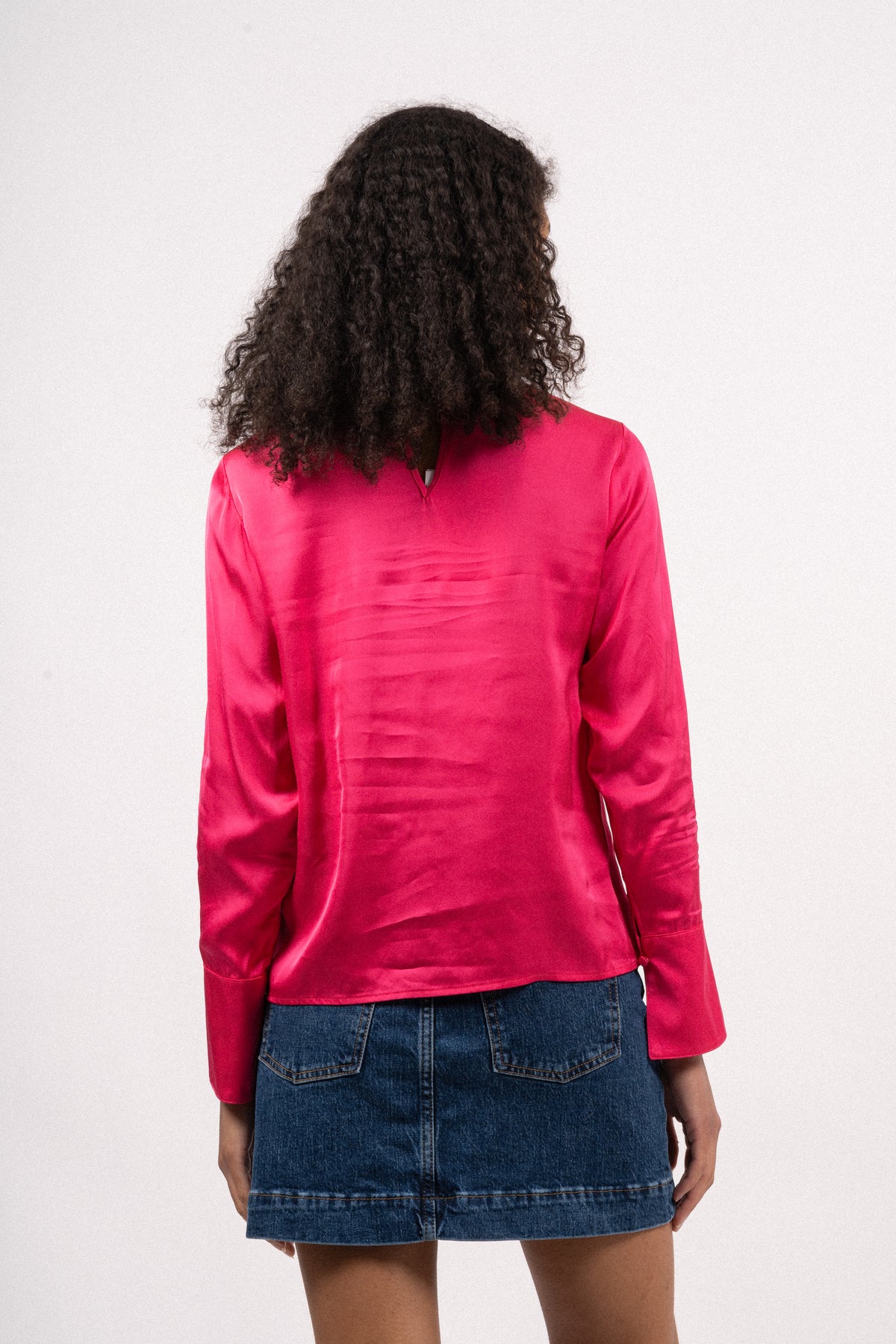 Ivy LS Satin Top B - Fuchsia Purple