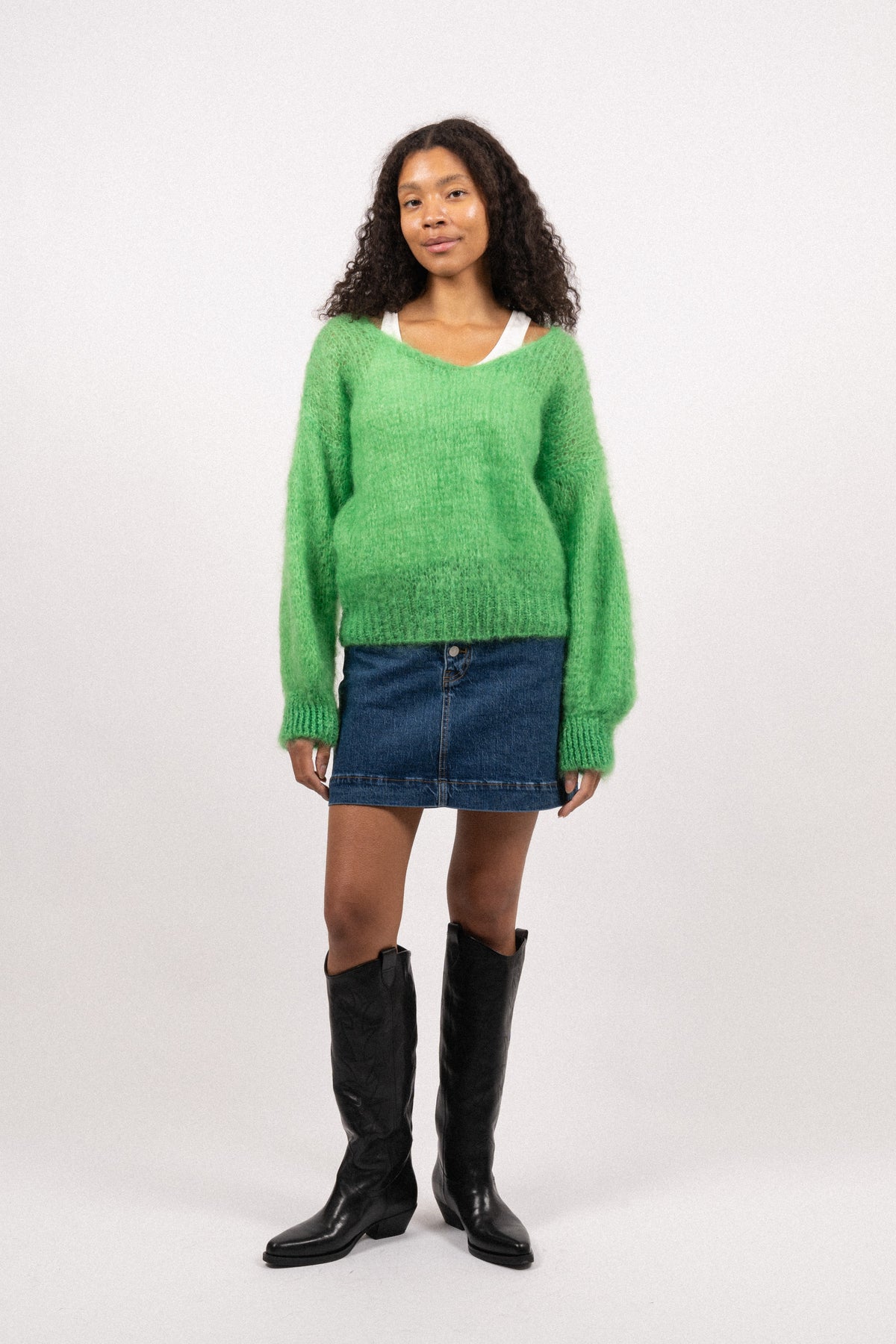 Milana Ls Mohair Knit - Bright Green