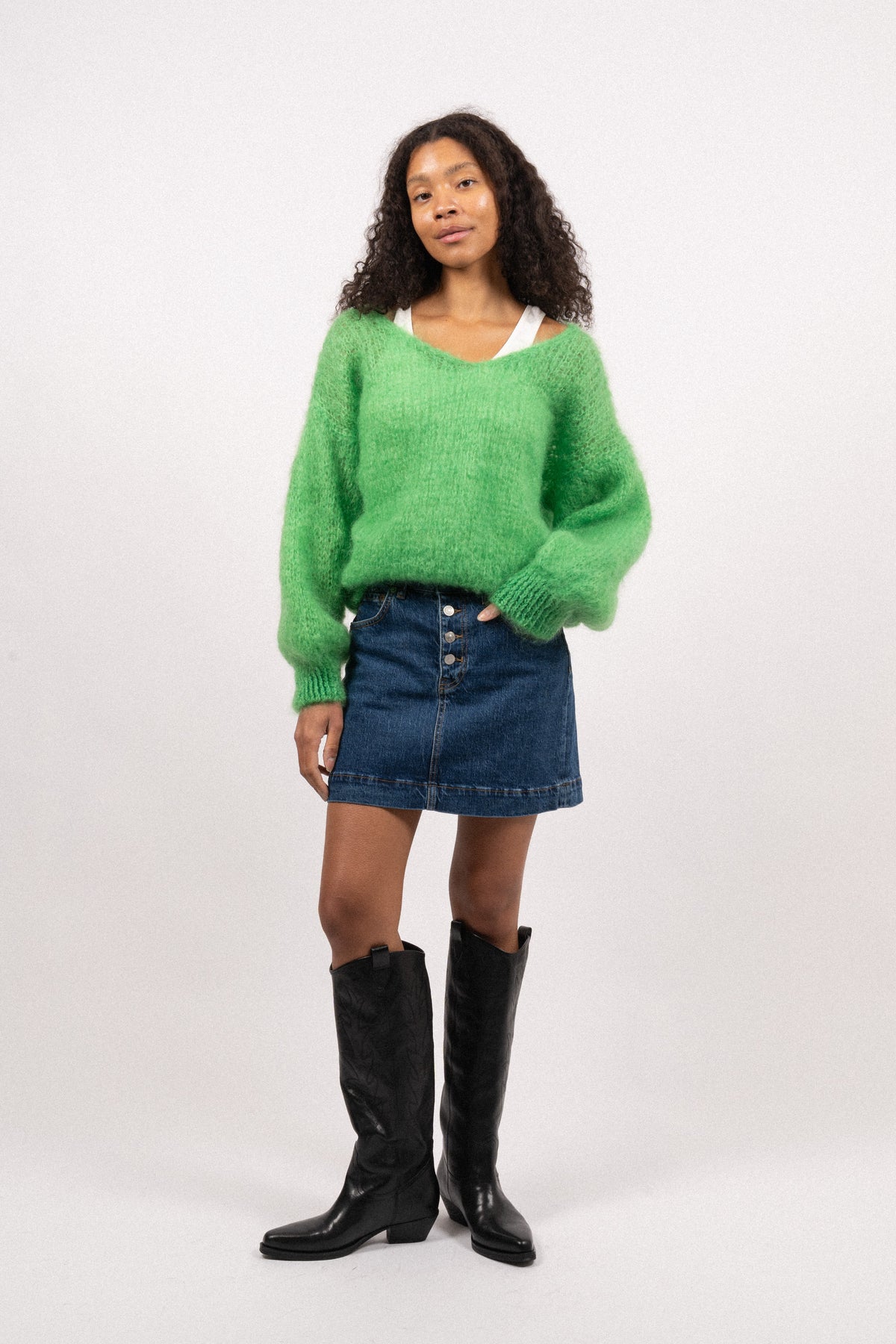 Milana Ls Mohair Knit - Bright Green