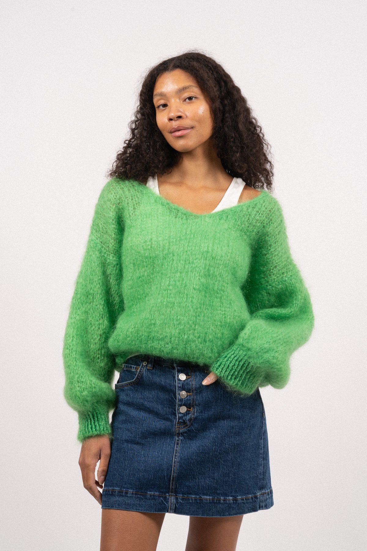 Milana Ls Mohair Knit - Bright Green