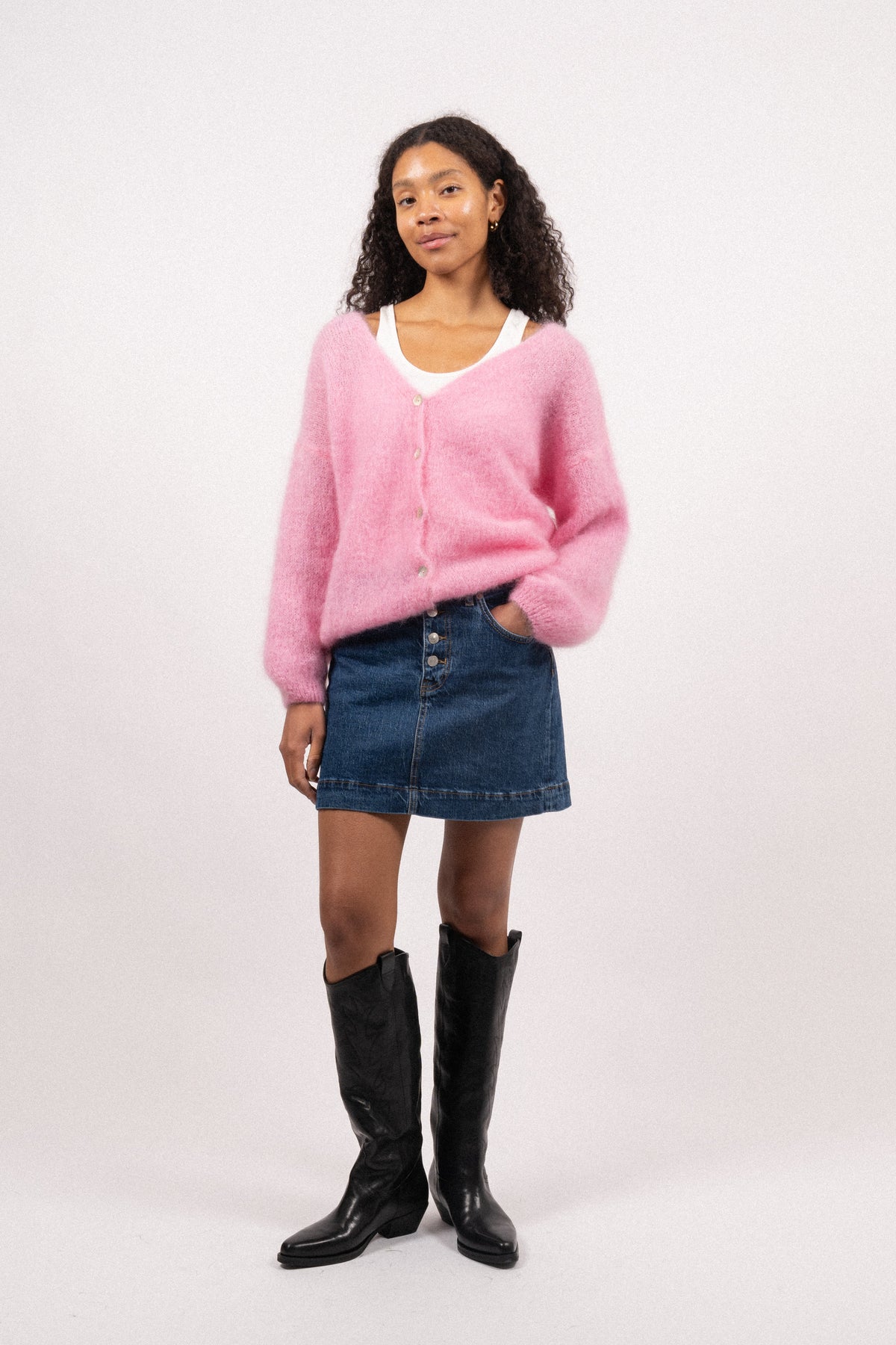 Cornelia Ls Kofta - Soft Berry