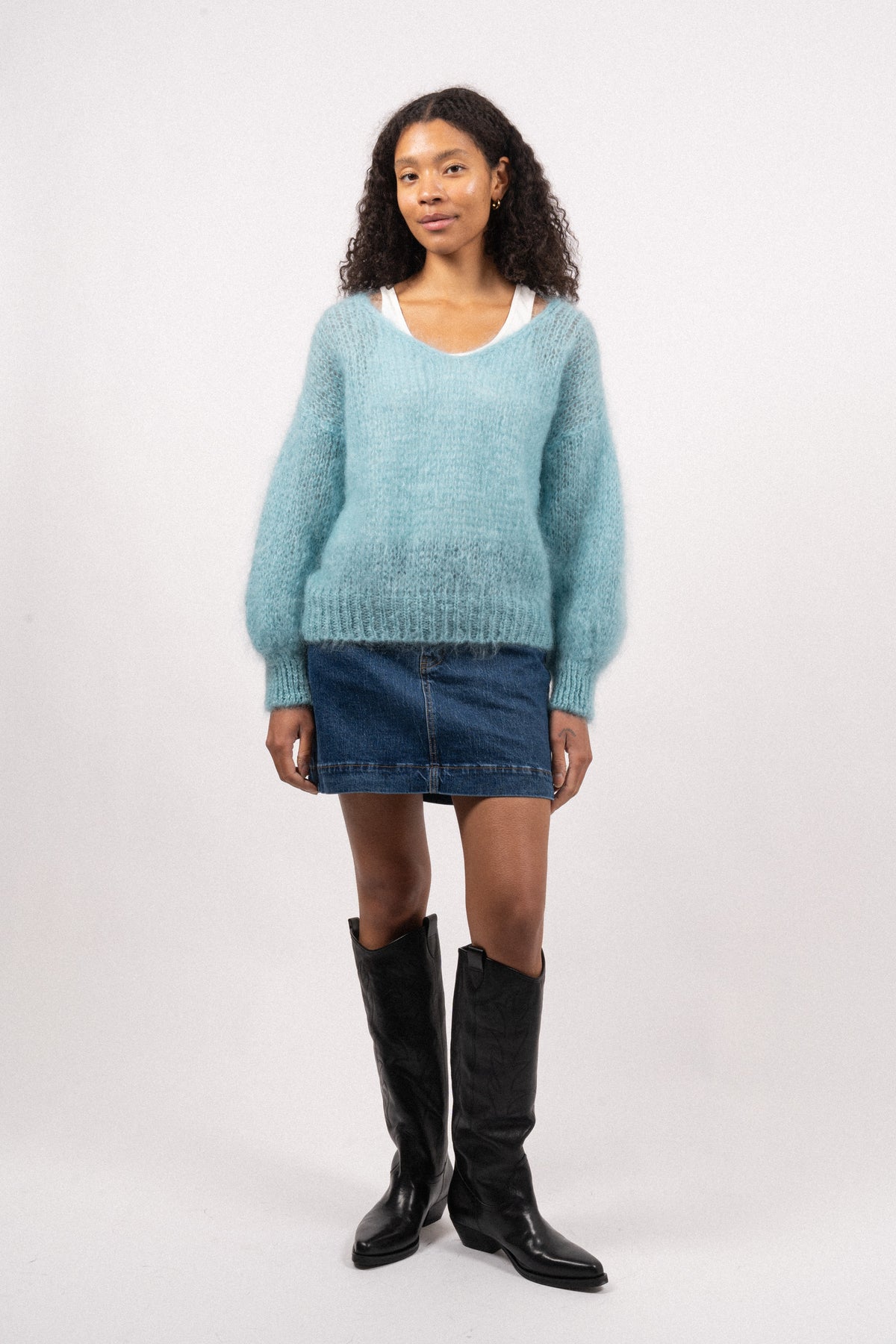 Milana Ls Mohair Knit - Seafoam Green