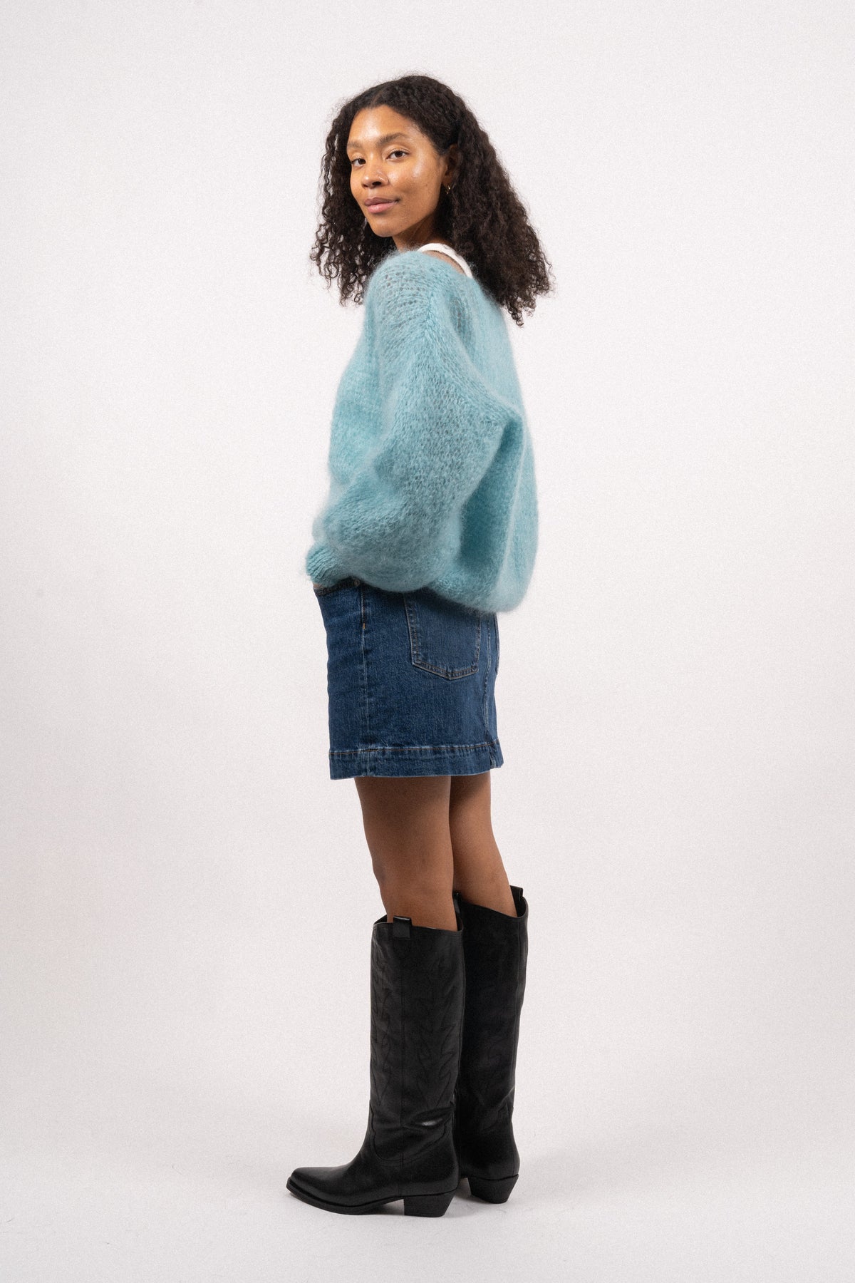 Milana Ls Mohair Knit - Seafoam Green
