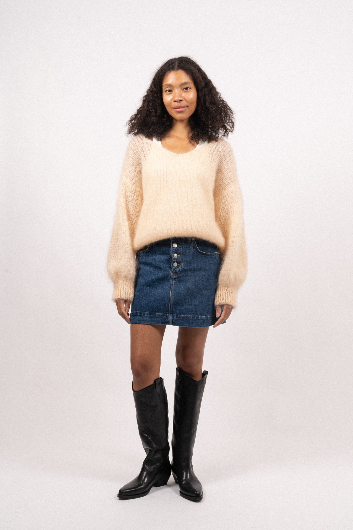 Milana Ls Mohair Knit - Almond