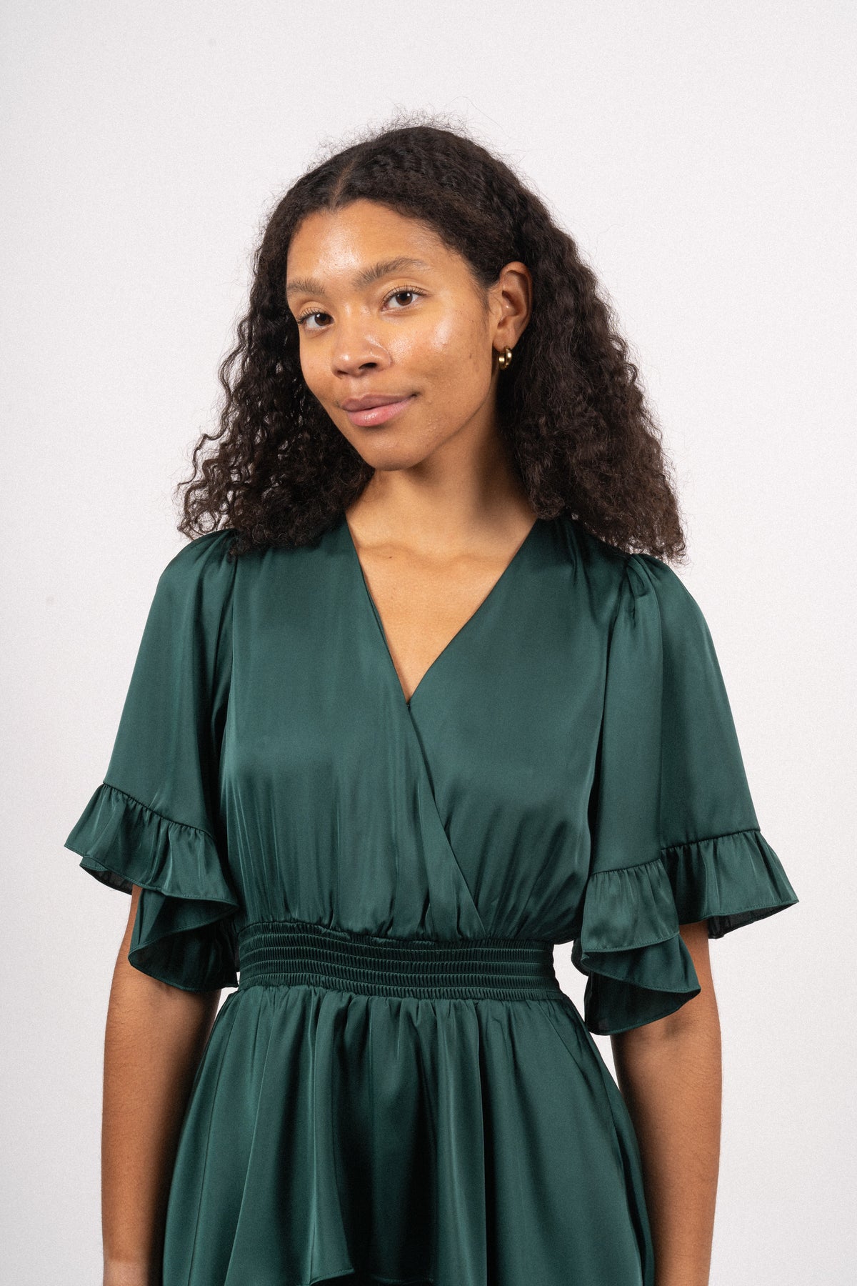 Joy Dress Solid W Tiered Skirt - Green