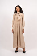 Satin Miami Long Dress - Shiny Oatmeal