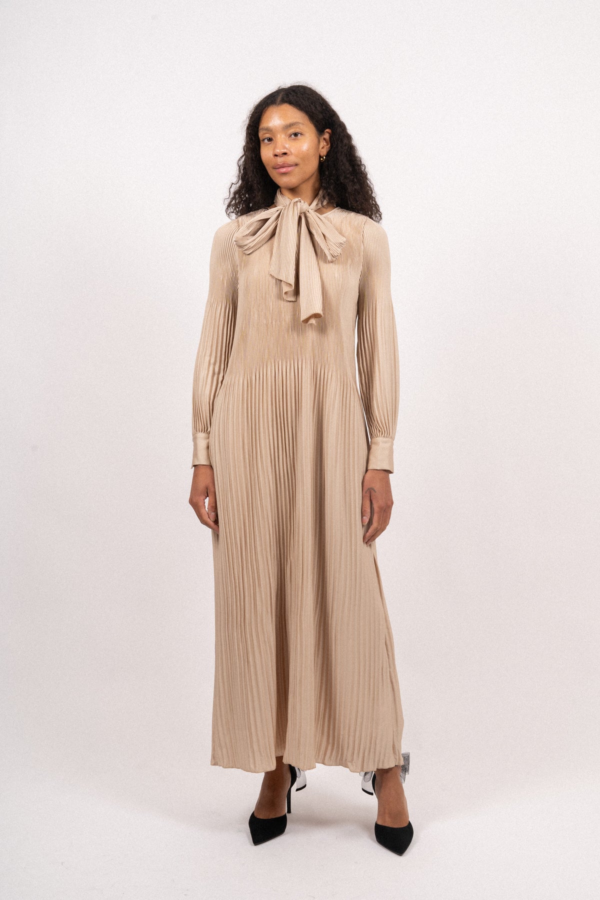 Satin Miami Long Dress - Shiny Oatmeal