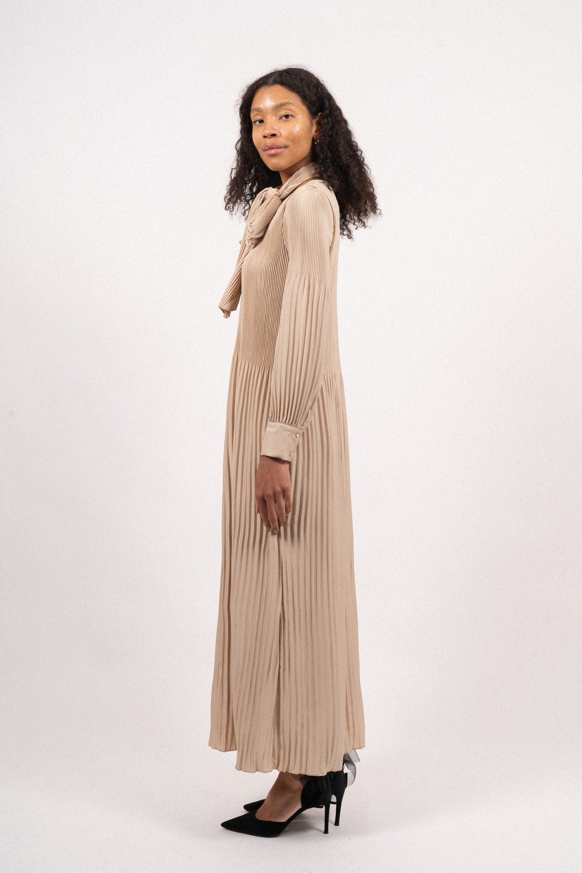 Satin Miami Long Dress - Shiny Oatmeal