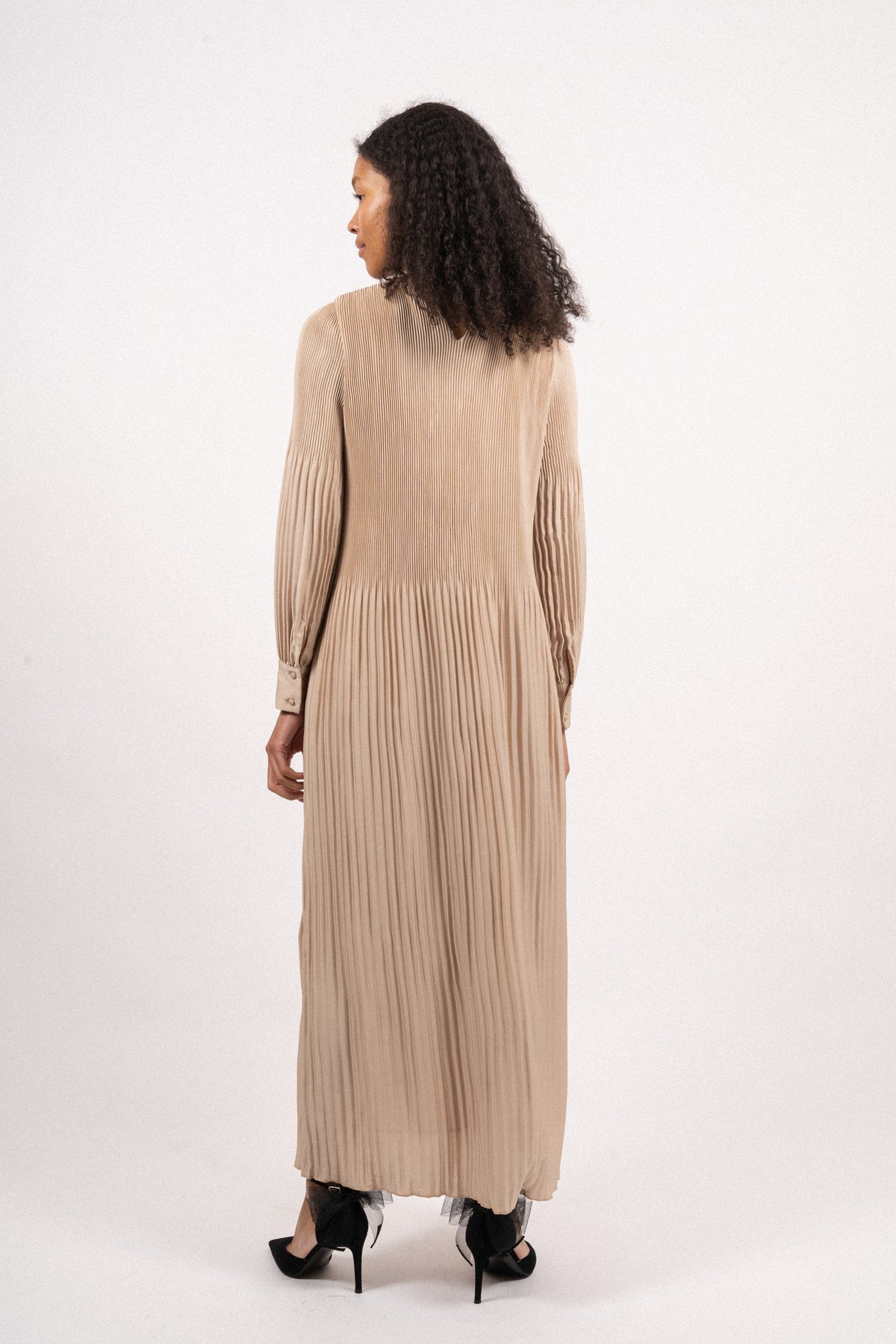 Satin Miami Long Dress - Shiny Oatmeal